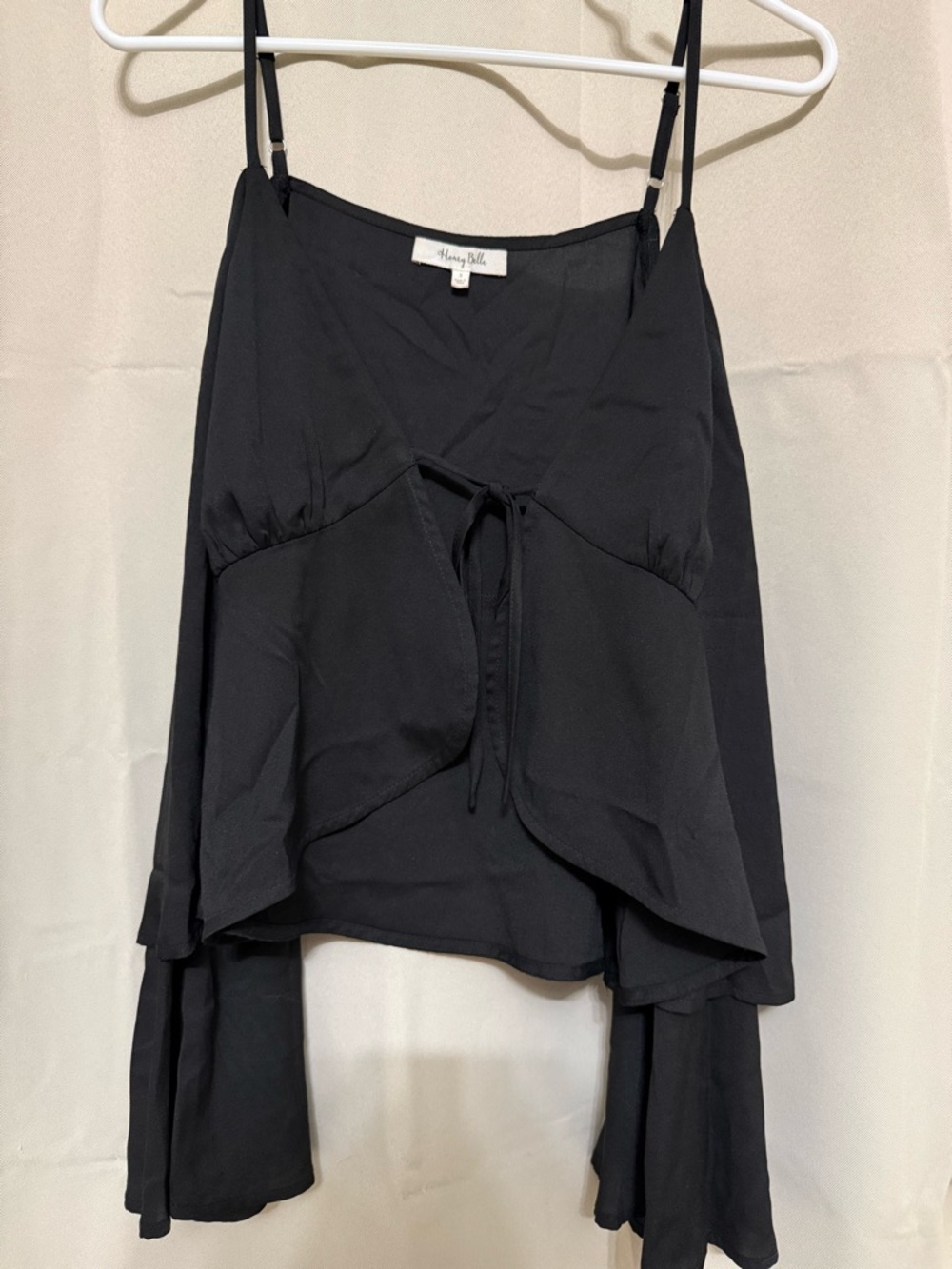 Honey Belle Black Layered Tie-Front Top
